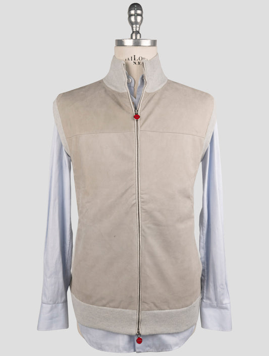 Kiton Gray Leather Suede Cashmere Coat