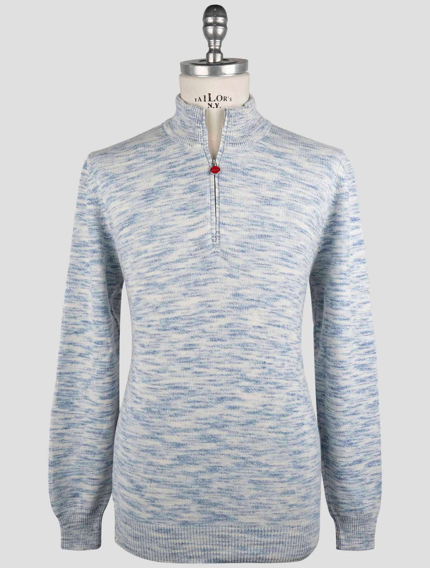 Kiton Blue White Cashmere Sweater Full Zip