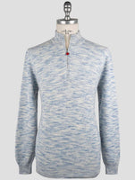 Kiton Blue White Cashmere Sweater Full Zip