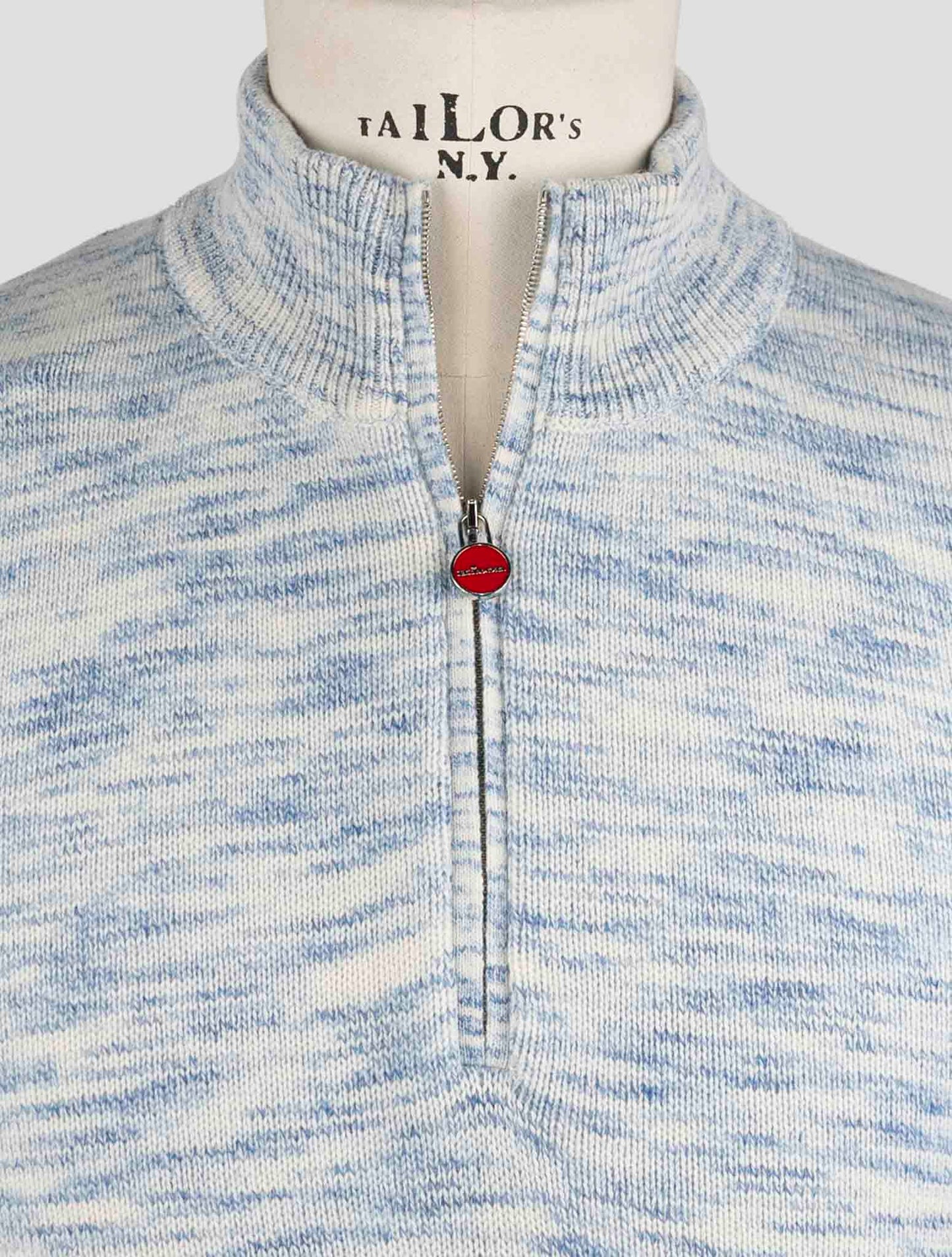 Kiton Blue White Cashmere Sweater Full Zip