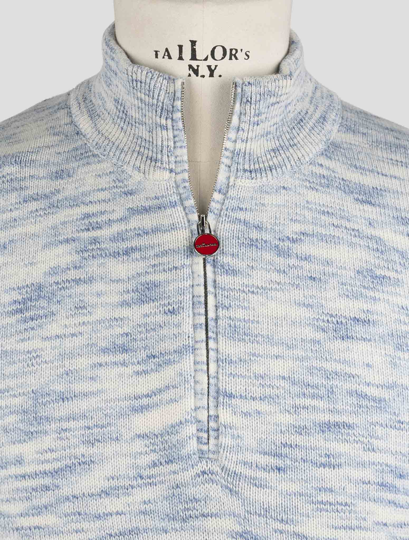 Kiton Blue White Cashmere Sweater Full Zip