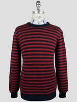 Kiton Blue Red Cashmere Sweater Crewneck