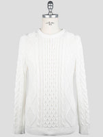 Kiton White Cotton Sweater Crewneck