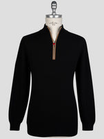 Kiton Black Cashmere Sweater Half Zip