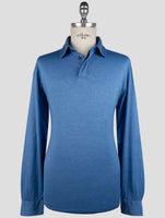 Kiton Light Blue Silk Cotton Sweater Polo