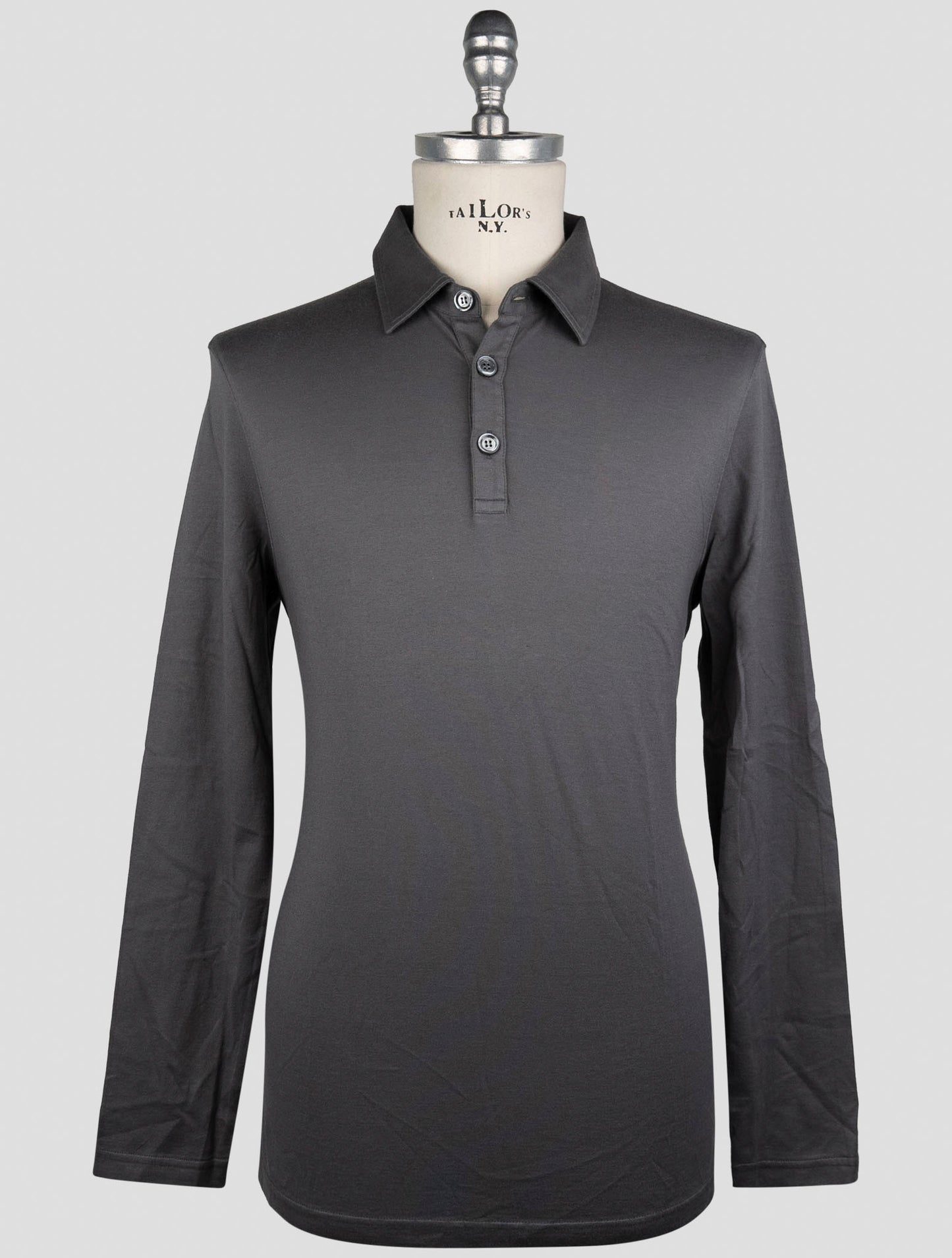 Kiton Gray Cotton Cashmere Sweater Polo