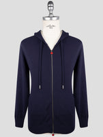 Kiton Blue Cotton Cashmere Sweater Full Zip