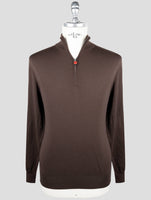 Kiton Brown Wool Sweater Half Zip