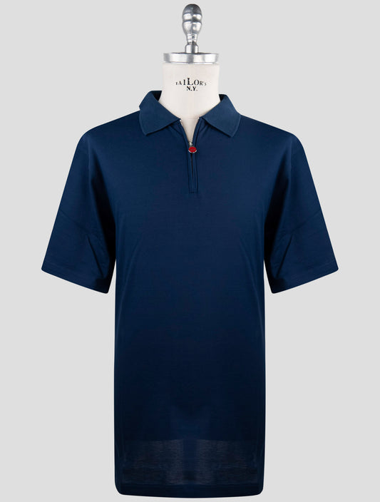 Kiton Blue Cotton Polo