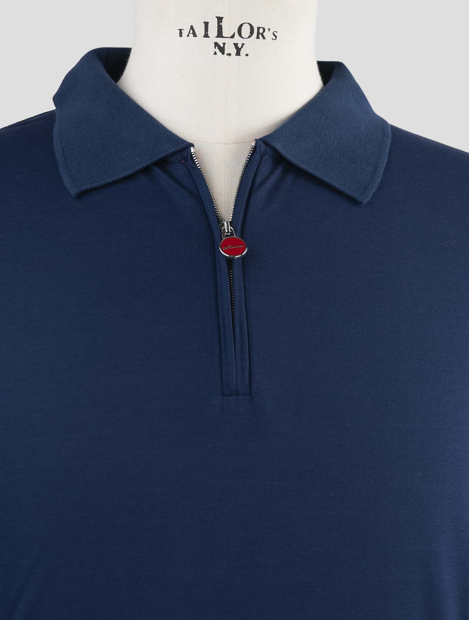 Kiton Blue Cotton Polo