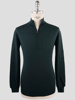 Kiton Green Cashmere Silk Sweater Half Zip