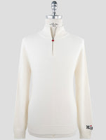 Kiton White Cashmere Sweater Half Zip