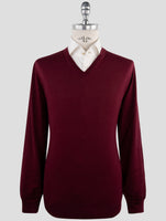 Kiton Burgundy Cashmere Silk Sweater V-Neck
