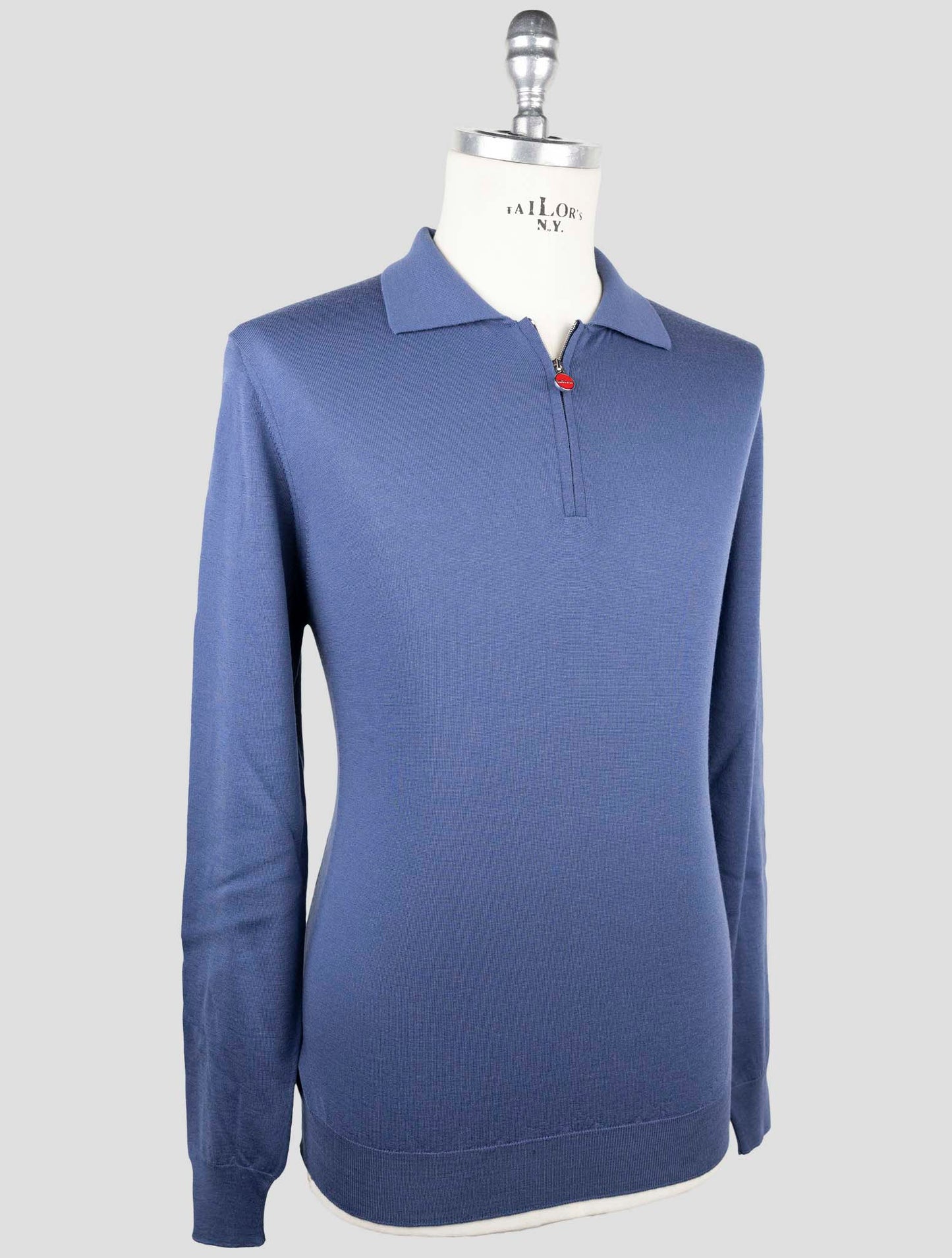 Kiton Blue Wool Sweater Polo