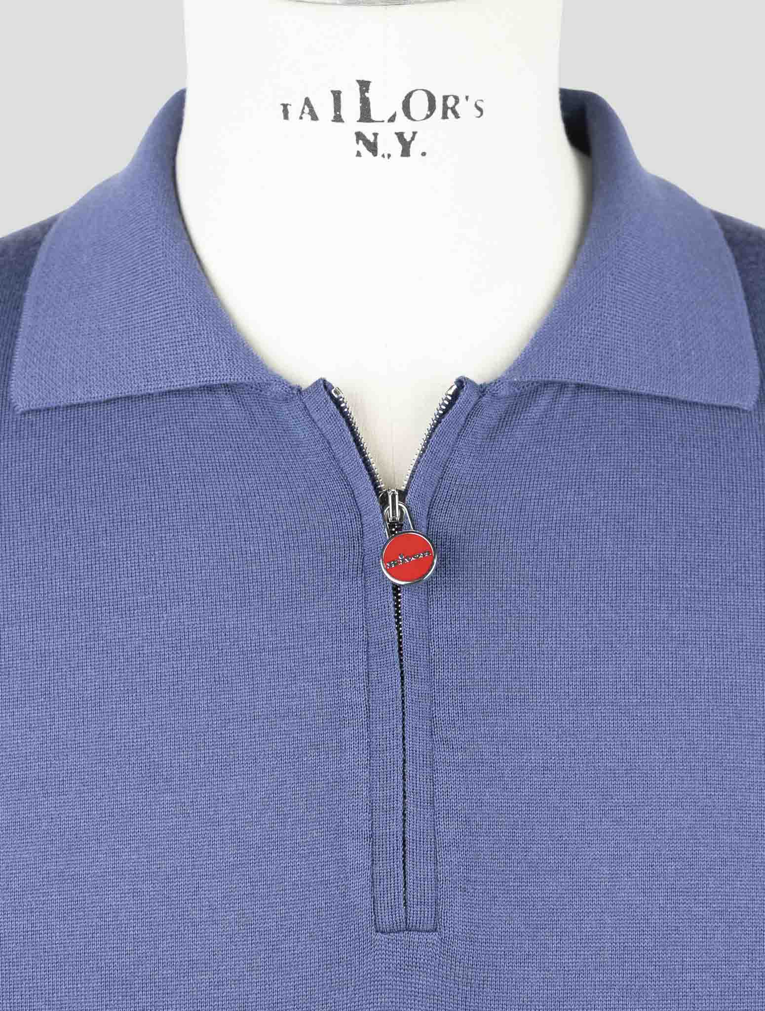 Kiton Blue Wool Sweater Polo