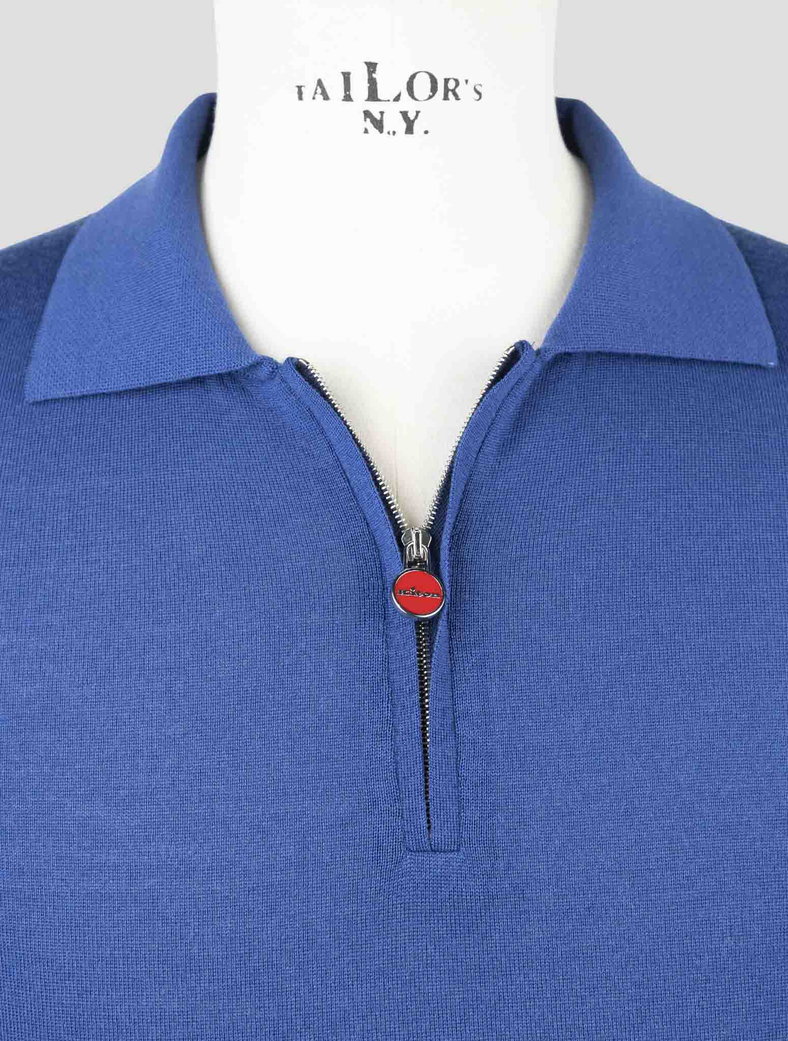 Kiton Blue Wool Sweater Polo