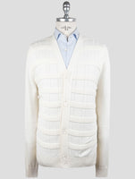 Kiton White Silk Cotton Sweater Cardigan