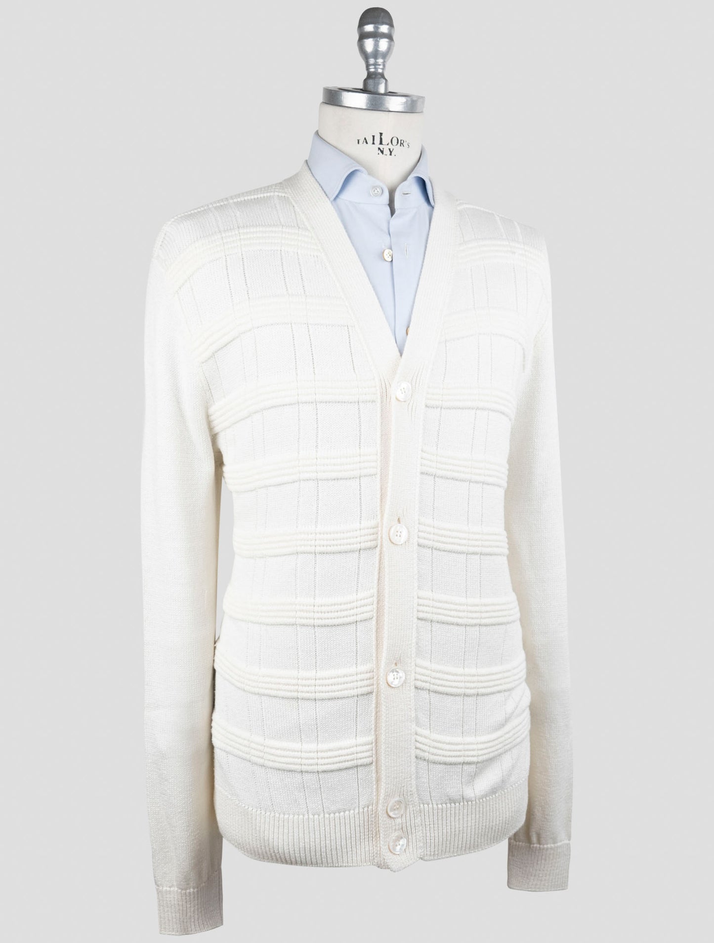 Kiton White Silk Cotton Sweater Cardigan