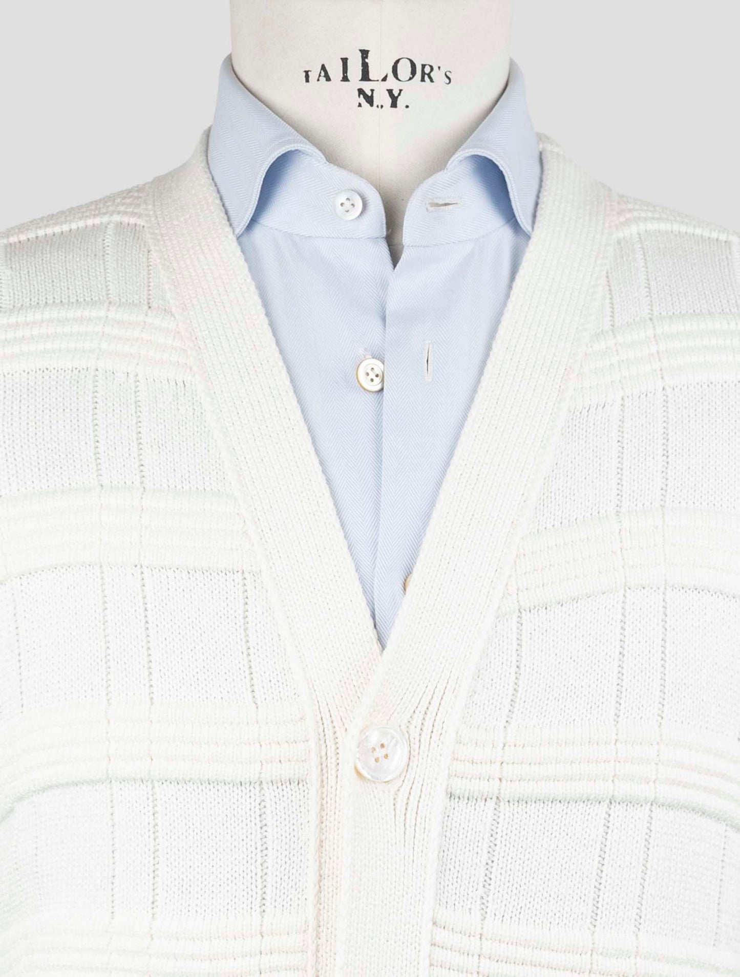 Kiton White Silk Cotton Sweater Cardigan