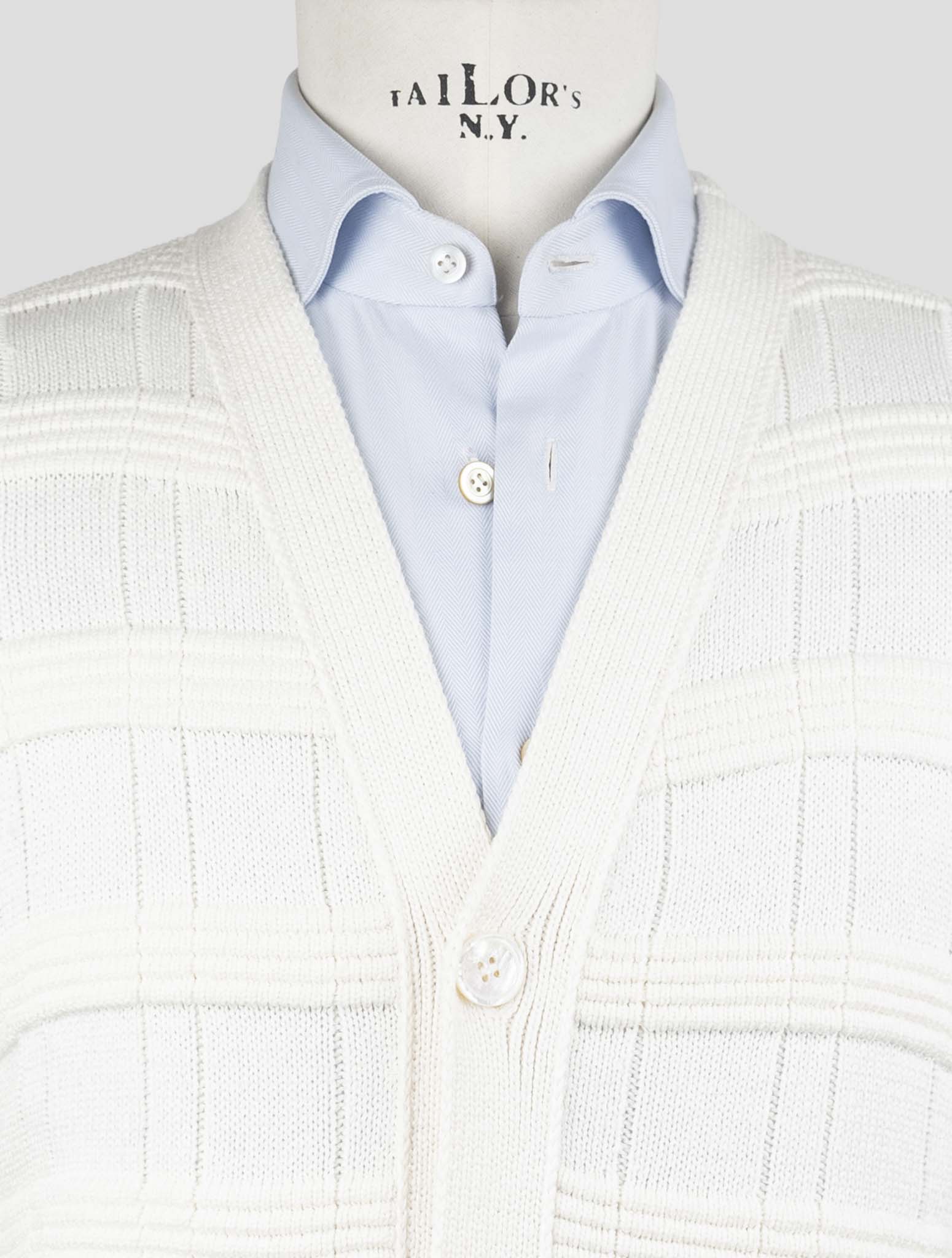 Kiton White Silk Cotton Sweater Cardigan