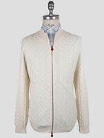 Kiton White Cashmere Sweater Full Zip