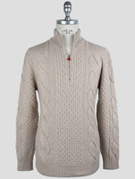 Kiton Beige Cashmere Sweater Half Zip