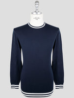 Kiton Blue Cotton Sweater Crewneck
