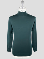 Kiton Green Wool Diamante Blue Sweater Half Neck
