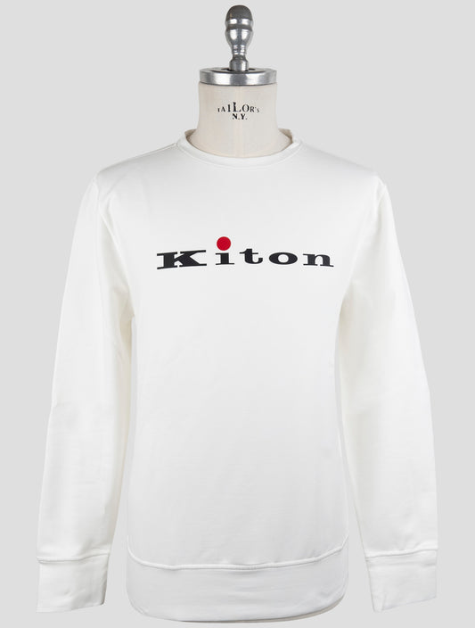 Kiton White Cotton Ea Sweater Crewneck