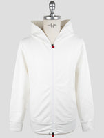 Kiton White  Cotton Ea Sweater Full Zip Hoodie