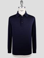 Kiton Blue Wool Diamante Blu Sweater Polo
