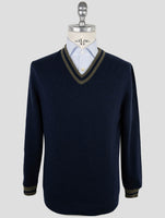 Kiton Blue Green Cashmere Sweater V-Neck