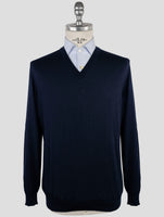 Kiton Blue Cashmere Silk Sweater V-Neck