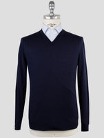 Kiton Blue Wool Sweater V-Neck