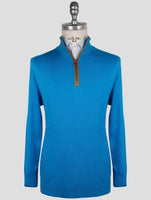 Kiton Light Blue Cotton Sweater Half Zip