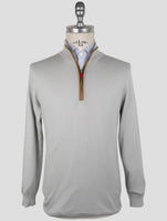 Kiton Gray Cotton Sweater Half Zip