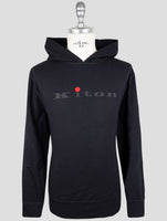 Kiton Black Cotton Ea Sweater Hoodie