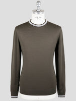 Kiton Green Diamante Blue Wool Sweater Crewnek