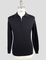 Kiton Black Wool Sweater Polo Half Zip