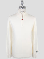 Kiton White Cashmere Sweater Half Zip