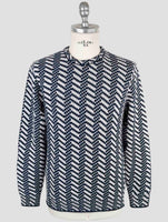 Kiton White Blue Cashmere Sweater Crewneck