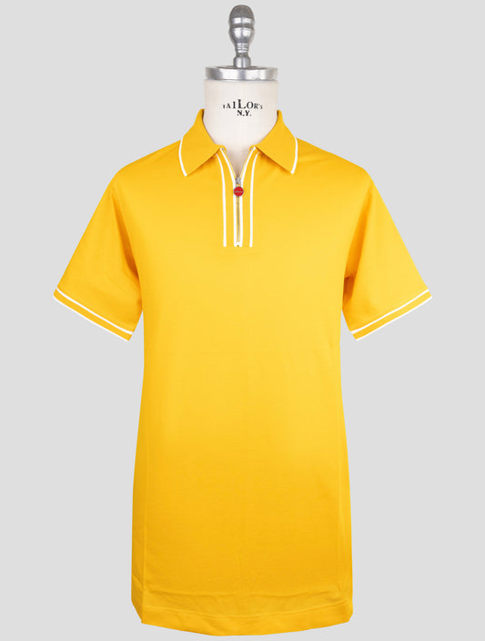Kiton Yellow Cotton Polo Half Zip