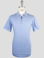 Kiton Light Blue Cotton Polo Half Zip