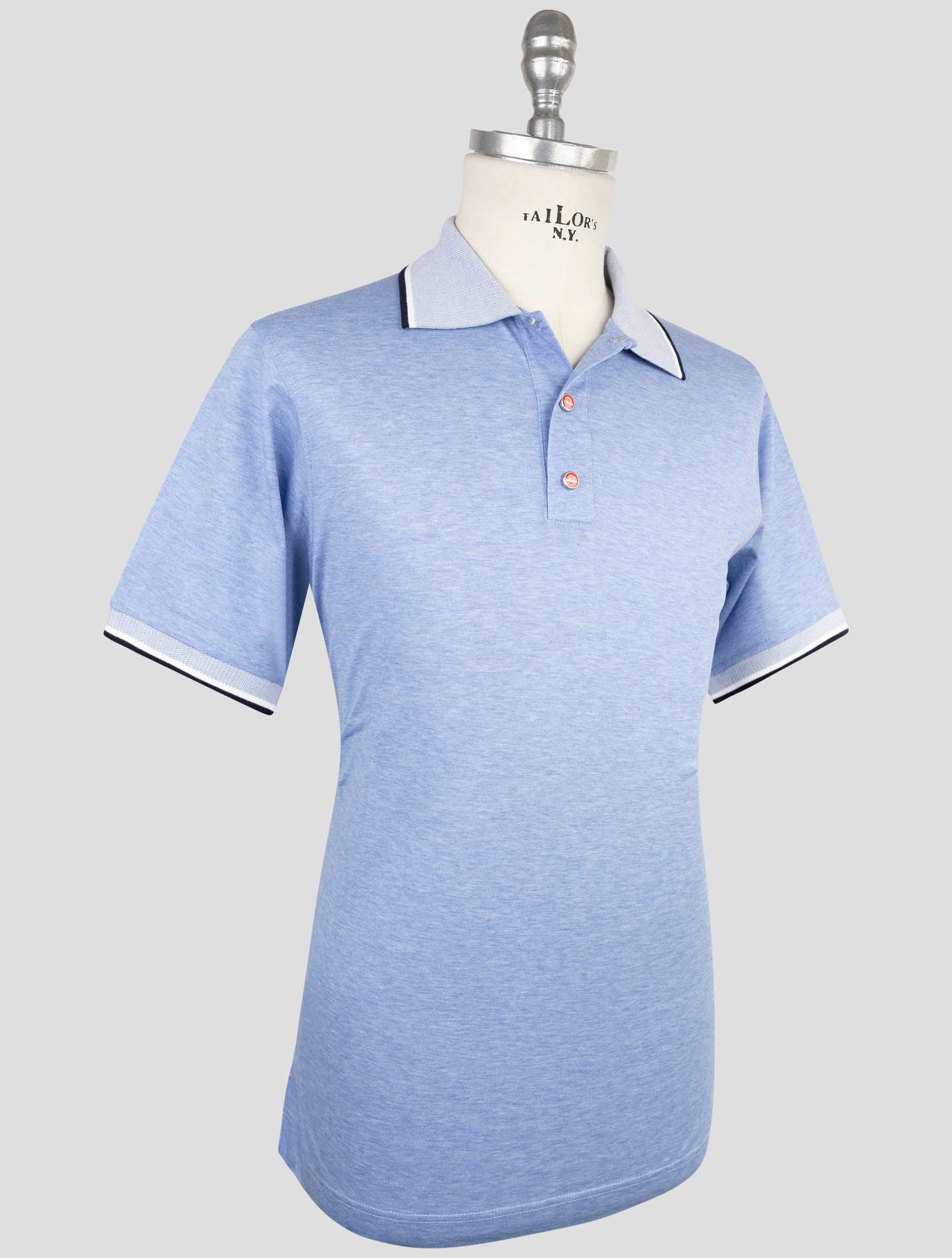 Kiton Light Blue Cotton Polo