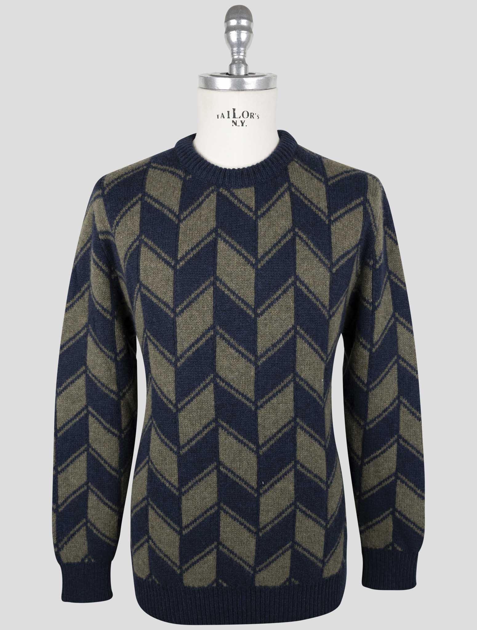 Kiton Blue Green Cashmere Sweater Crewneck