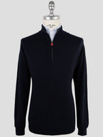 Kiton Blue Cashmere Sweater Half Zip