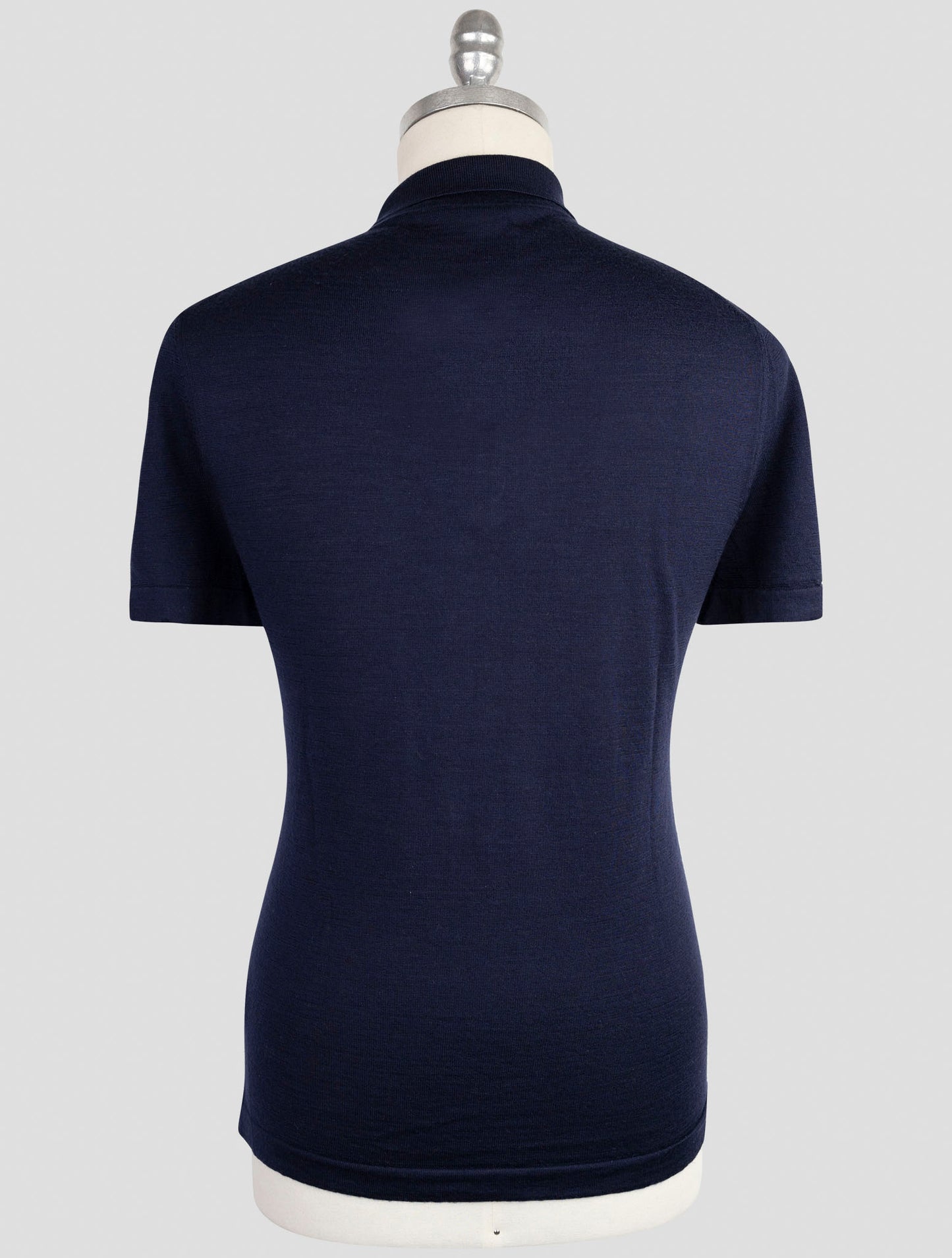 Kiton Knt Blue Virgin Wool Silk Polo