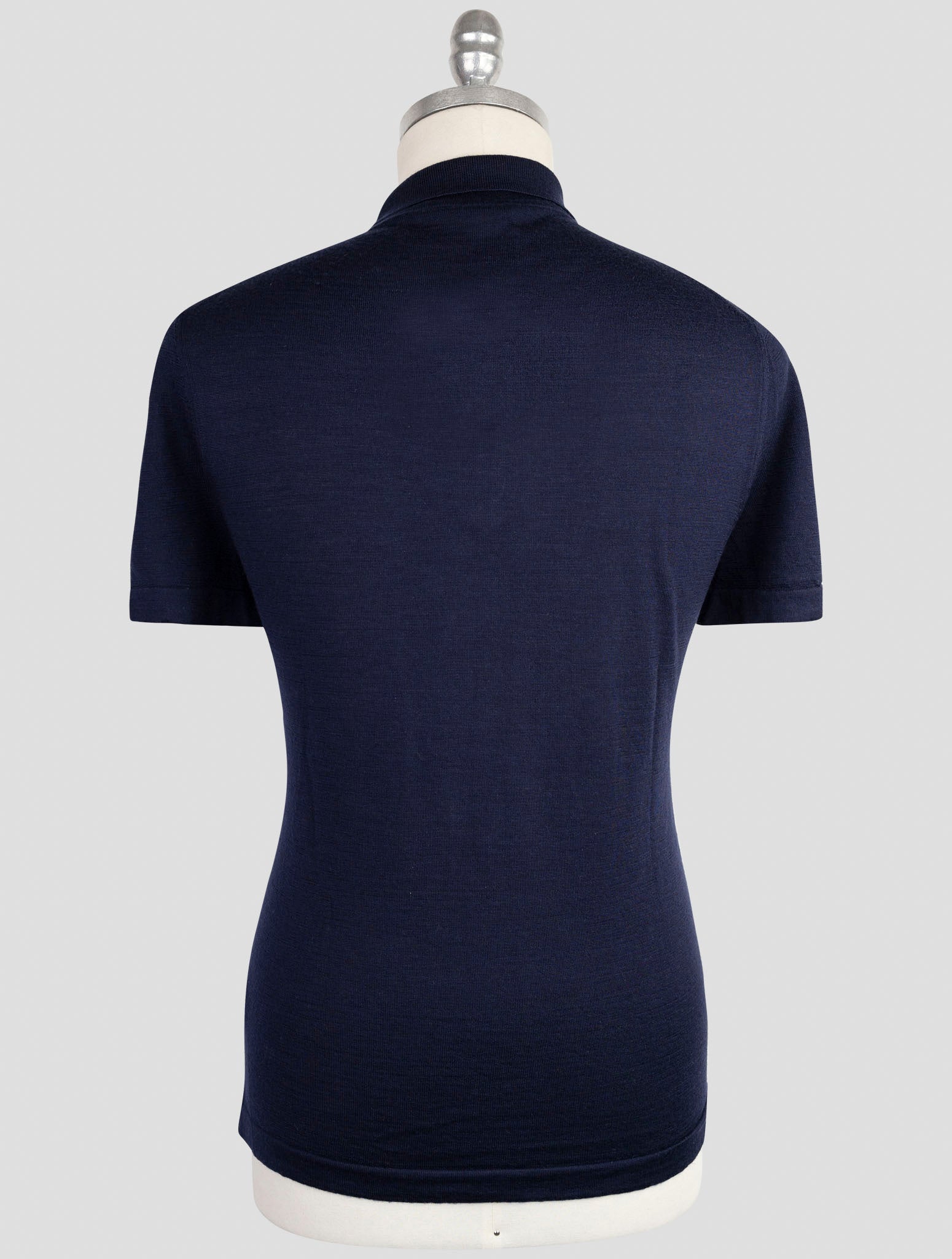 Kiton Knt Blue Virgin Wool Silk Polo