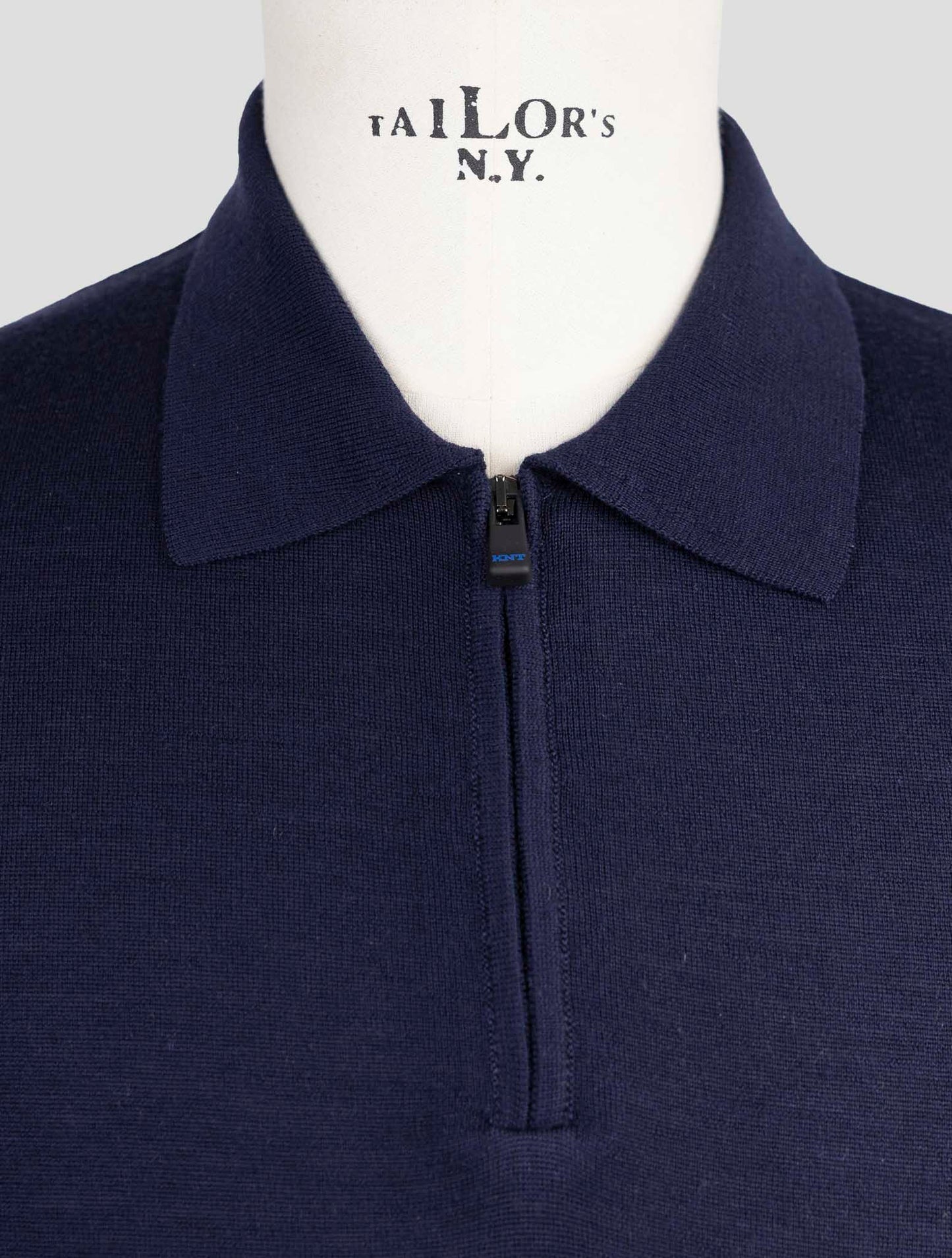 Kiton Knt Blue Virgin Wool Silk Polo