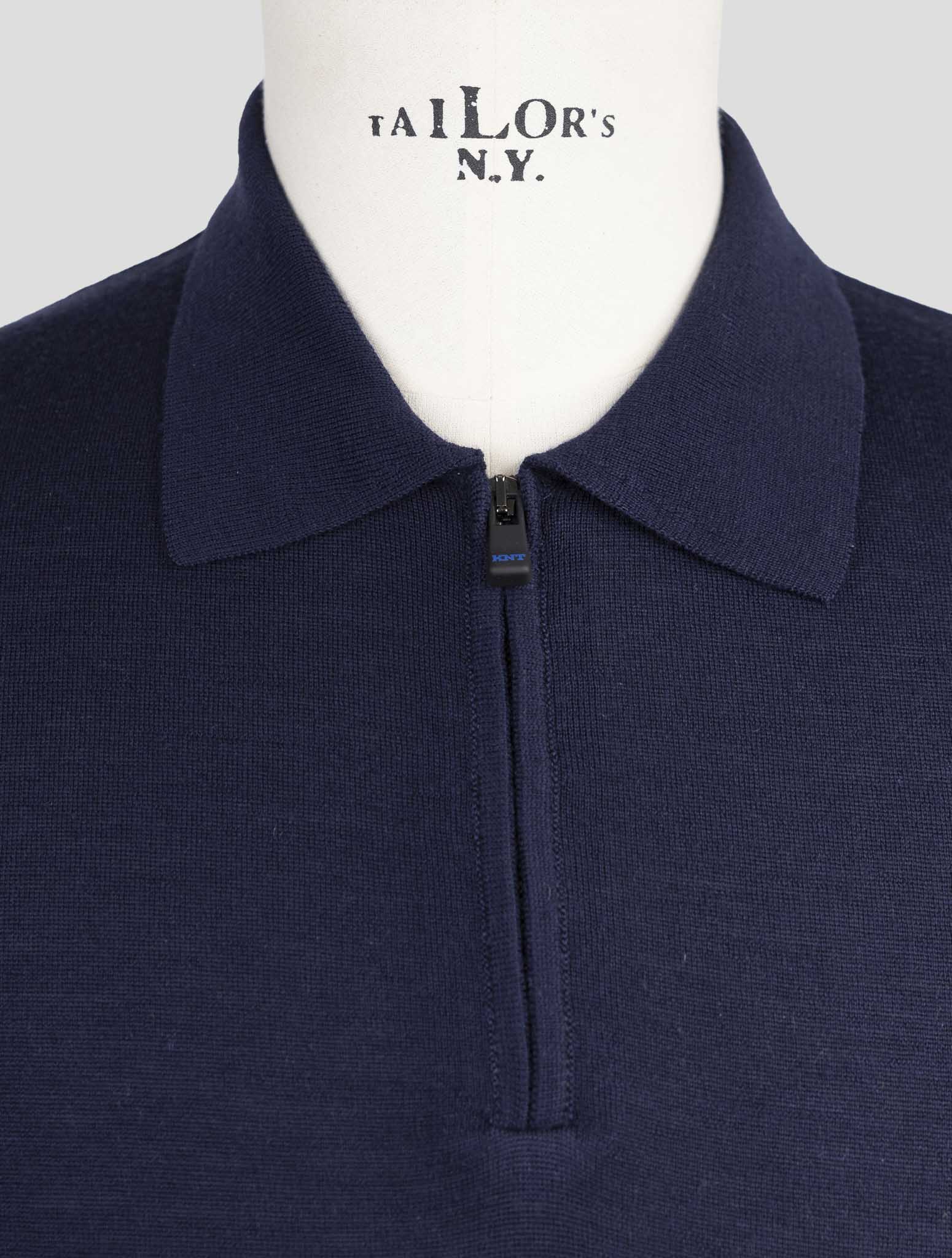 Kiton Knt Blue Virgin Wool Silk Polo